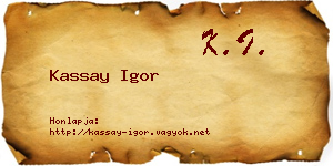 Kassay Igor névjegykártya